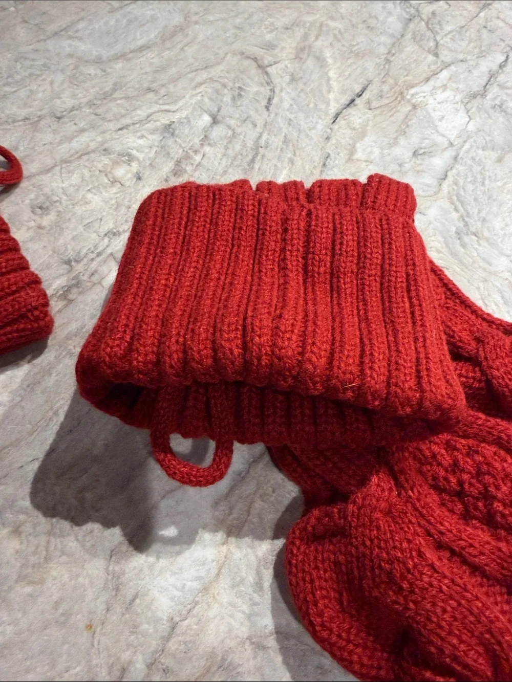 Cozy Red Cable-Knit Holiday Stocking Set